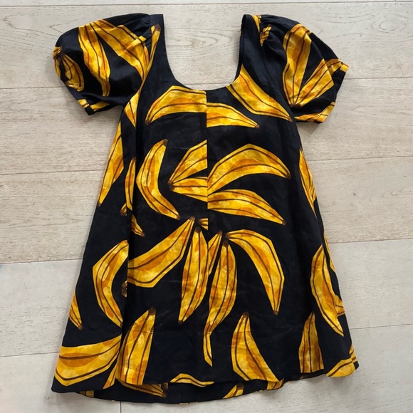 Farm Rio Ripe Bananas Linen Mini Dress - Size XS - Picture 4 of 9